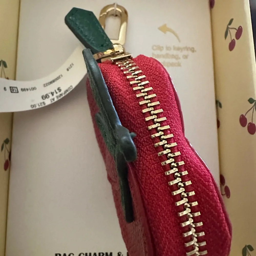 Piper K Cherry Keychain - Bag Charm Ear Bud Case | Coin Purse in New Gift‎ Box